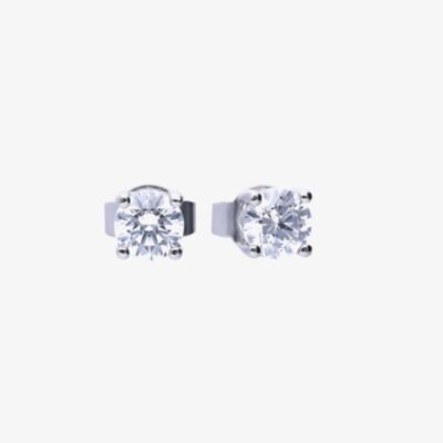 Diamonfire Silver 0.50ct Cubic Zirconia 4 Claw Stud Earrings E5905