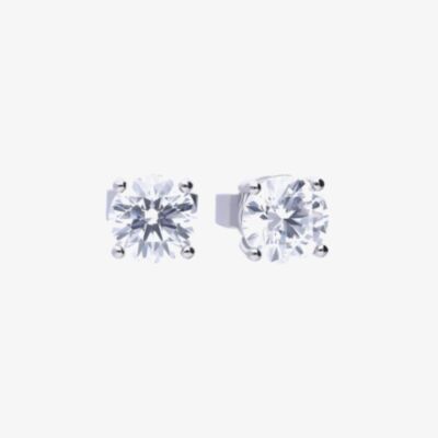 Diamonfire Silver 1.00ct Cubic Zirconia 4 Claw Stud Earrings E5907