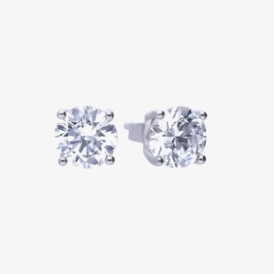 Diamonfire Silver 2.00ct Cubic Zirconia 4 Claw Stud Earrings E5908