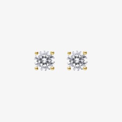Diamonfire 24ct Gold Plated 4mm Cubic Zirconia Stud Earrings E6299
