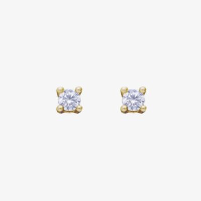 Diamonfire 24ct Gold Plated 2mm Cubic Zirconia Stud Earrings E6305