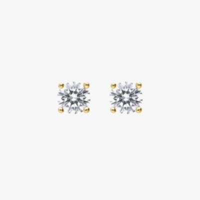 Diamonfire 24ct Gold Plated 3mm Cubic Zirconia Solitaire Earrings E6311
