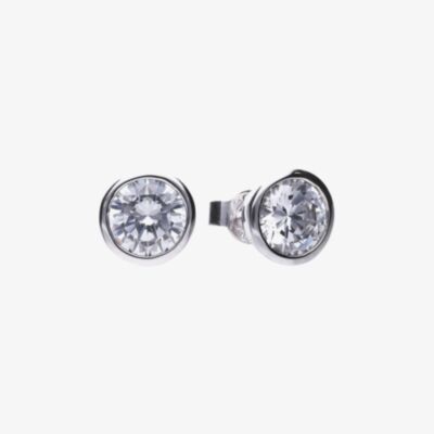 Diamonfire Silver Bezel Set 1.50ct Cubic Zirconia Stud Earrings E6622
