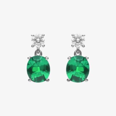 Diamonfire Sterling Silver Green Cubic Zirconia Drop Earrings E6199