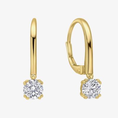 Diamonfire Gold Plated Cubic Zirconia Solitaire Lever Back Earrings E6726