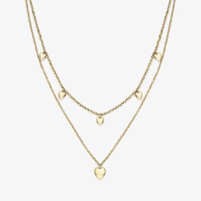 Olivia Burton Gold Plated Mini Heart Double Chain Necklace 24100457