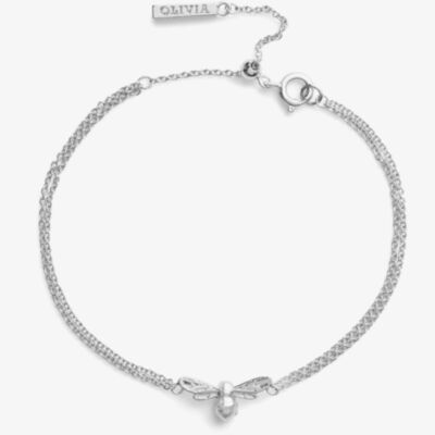 Olivia Burton Lucky Bee Silver Tone Chain Bracelet OBJAMB45N