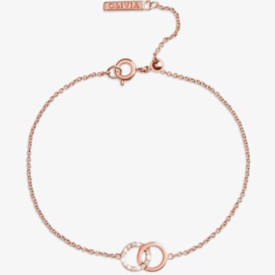 Olivia Burton Bejewelled Interlink Chain Rose Gold Tone Bracelet OBJCOB08