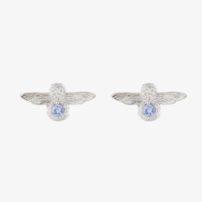 Olivia Burton Bejewelled Silver Tanzanite Bee Earrings OBJ16AME28