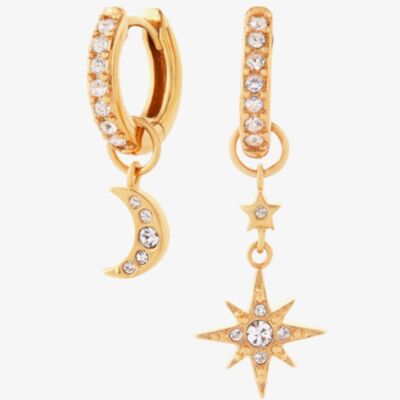 Olivia Burton Gold Tone Moon & Star Huggie Hoop Earrings OBJCLE39