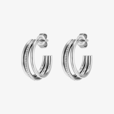Olivia Burton Ever Stacked Silver Crystal Hoop Earrings 24100294