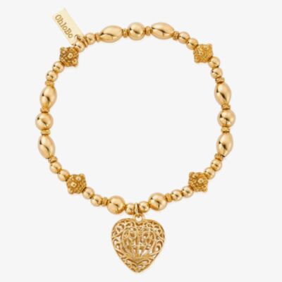 ChloBo Inner Glow 18ct Gold Plated Heart Beaded Bracelet GBFRBB059
