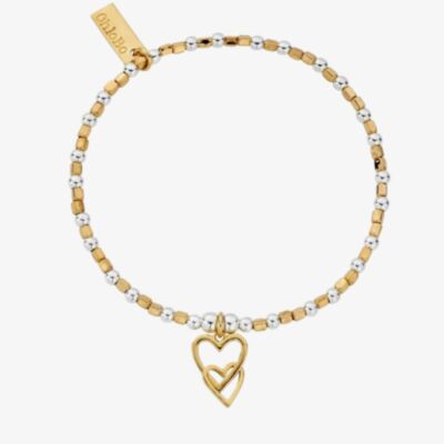 ChloBo ladies Silver & Gold Plated Interlocking Love Heart Bracelet GMBCFB1069