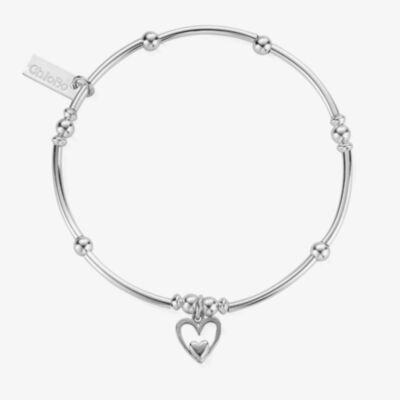 ChloBo Sterling Silver Mini Noodle Ball Heart In Heart Bracelet SBMNB732