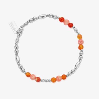 ChloBo Sunset Solstice Sterling Silver, Fire Agate & Rhodochrosite Bracelet SBFARHO