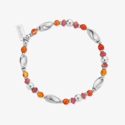 ChloBo New Dawn Sterling Silver, Fire Agate & Pink Tourmaline Bracelet SBFAPT