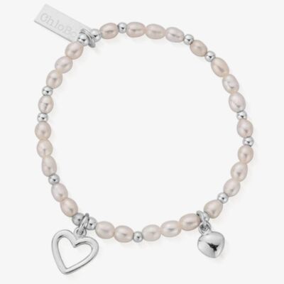 ChloBo Confetti Falls Forever Love Silver and Freshwater Pearl Bracelet SBFOREVER