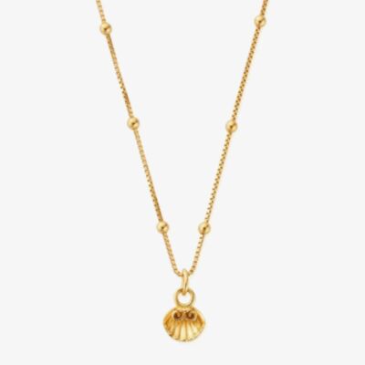 ChloBo Gold Plated Bobble Chain Travel Seeker Shell Necklace GNBB3403