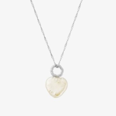 ChloBo Silver Tiny Twisted Rope Chain Lucky Pearl Necklace SNTRCHP