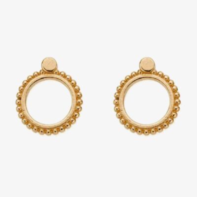 ChloBo Gold Plated New Moon Circle Stud Earrings GEST3391