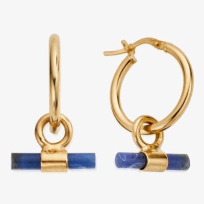 ChloBo Gold Plated Sodalite T-Bar Hoop Earrings GEH3397