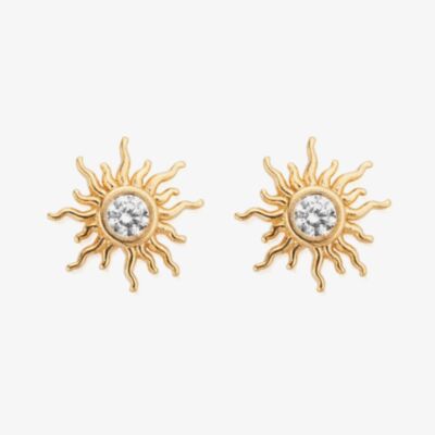 ChloBo Treasures Of Bali Sunrise Glow 18ct Yellow Gold Plated Cubic Zirconia Sun Stud Earrings GEST3545