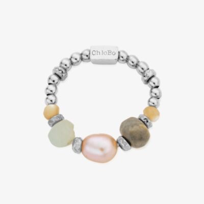 ChloBo Treasures Of Bali Calming Waters Sterling Silver Multi Stone Beaded Ring SR2AP