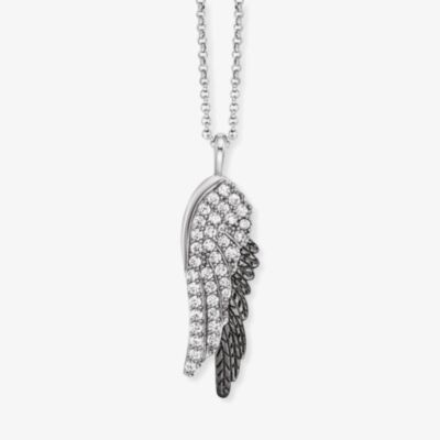 Angel Whisperer Silver Wing Duo Bicolour Necklace ERN-WINGDUO-ZI-BIB