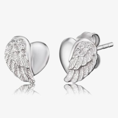 Angel Whisperer Sterling Silver Heart Wing Stud Earrings ERE-LILHEARTWING-ST