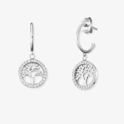 Angel Whisperer Silver Tree Of Life Hoop Earrings ERE-LILTREE-ZI-CR
