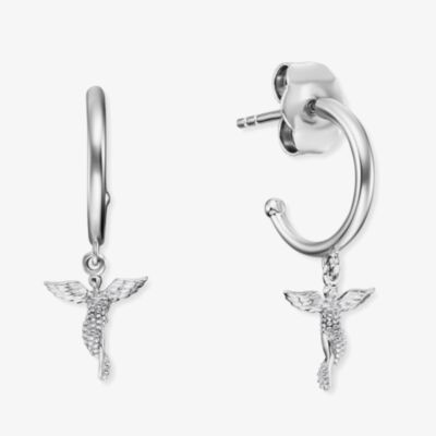 Angel Whisperer Silver Guardian Angel Hoop Earrings ERE-LILANGEL-CR
