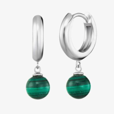 Angel Whisperer Green Malachite Hoop Earrings ERE-ML-CR