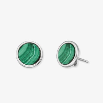 Angel Whisperer Powerful Stone Silver Malachite Stud Earrings ERE-ML-ST