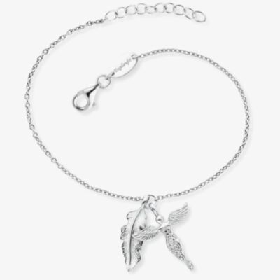 Angel Whisperer Silver Feather & Angel Bracelet ERB-FEDER-ANGEL-ZI