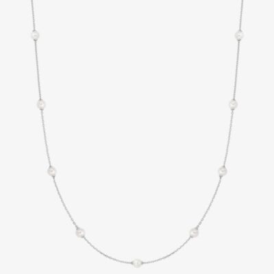 Ania Haie Miss Dainty Sterling Silver Multi Shell Pearl Station Necklace N065-03H