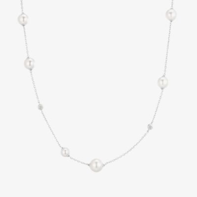 Ania Haie Luna Gaze Silver Asymmetric Shell Pearl Chain N075-05H
