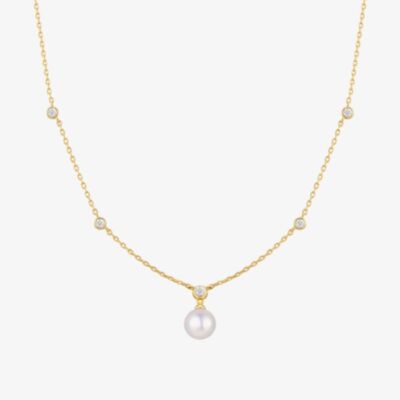 Ania Haie Luna Gaze Gold Plated Shell Pearl & Cubic Zirconia Pendant N075-09G