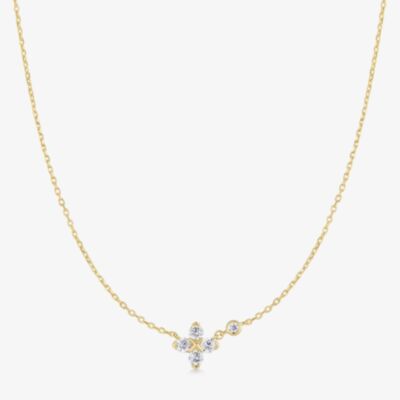 Ania Haie Starlit Drops 14ct Gold Sparkling Lucky Clover Necklace N074-04G
