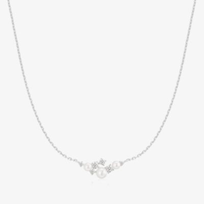 Ania Haie Starlit Drops Silver, Shell Pearl & Cubic Zirconia Cluster Necklace N074-06H