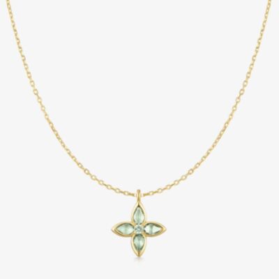 Ania Haie Ripple Joy 14ct Gold Plated Mint Green Lucky Clover Necklace N073-03G