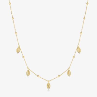 Ania Haie Ripple Joy 14ct Gold Plated Leaf Station Chain N073-06G