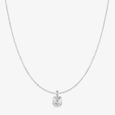 Ania Haie Tide Echo Silver Modern Bezel-Set Solitaire Necklace N072-01H