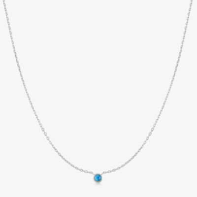 Ania Haie Ripple Joy Silver Bezel-Set Lab-Created Turquoise Solitaire Necklace N073-01H