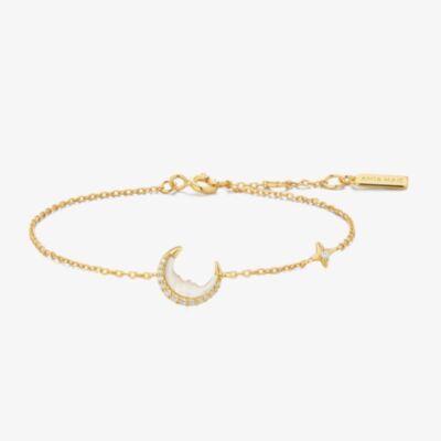 Ania Haie Luna Gaze Gold Plated Mother-of-Pearl Crescent Moon Bracelet B075-05G