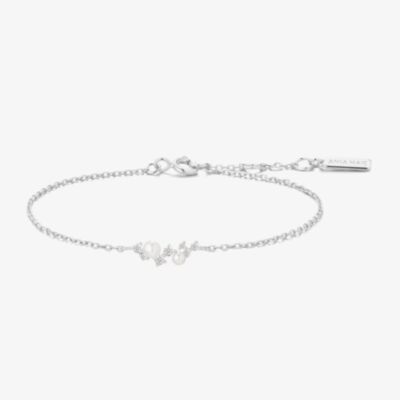 Ania Haie Starlit Drops Silver Shell Pearl Cluster Bracelet B074-03H