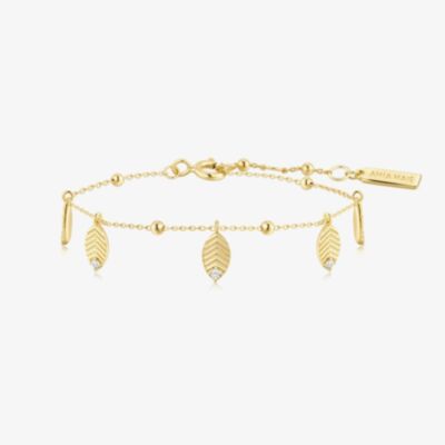 Ania Haie Ripple Joy 14ct Gold Plated Leaf Station Bracelet B073-05G