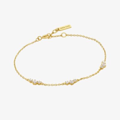 Ania Haie Yellow Gold Tone Plated Cubic Zirconia Cluster Station Bracelet B079-01G