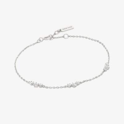 Ania Haie Sterling Silver Cubic Zirconia Cluster Station Bracelet B079-01H