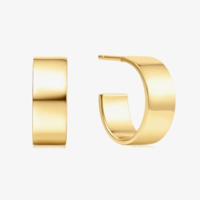 Ania Haie Vogue Maven 14ct Gold Plated Medium Flat Hoop Earrings E062-04G