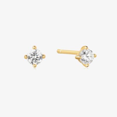 Ania Haie Heart Hunter 14ct Gold Plated Cubic Zirconia Stud Earrings E057-01G